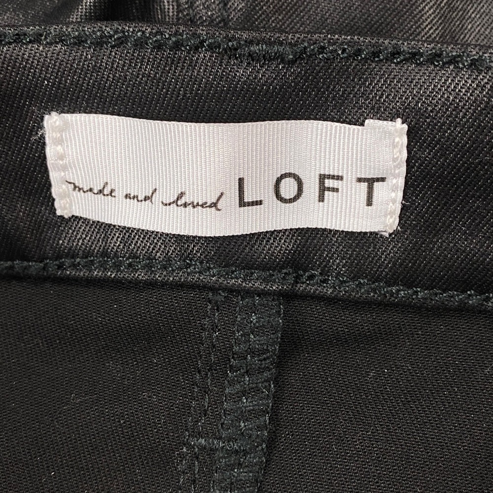 LOFT The Skinny Coated Jeans Black Faux Leather Look Pants Size 30 10 High Rise - Picture 6 of 14
